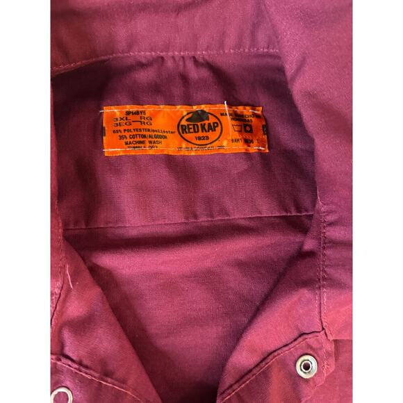 Red Kap Work Shirt Solid Red 2 Pocket Men's Industrial Uniform Long Sleeve 3XL - Picture 3 of 4